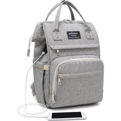 Large Capacity Backpack Multi-function And Waterproof Baby Outdoor Travel Diaper Bags With USB Charging Port And Stroller Straps