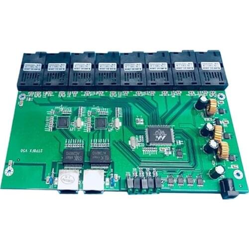 8G2E Board Industrial Grade Gigabit Ethernet Switch 8 Port 1.25G Fiber Port 2*1000M RJ45 Single Mode Single Fiber SC Converter