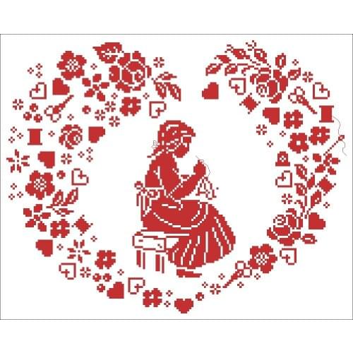 Embroidered girl cross stitch package rose 18ct 14ct 11ct white fabric cotton silk thread embroidery DIY handmade needlework