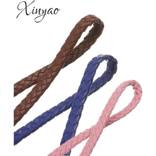XINYAO 5m/lot PU Flat Braided Leather Cord Fit Necklace Bracelet Findings 9colors 10*4mm Leather Rope For Jewelry Making F770