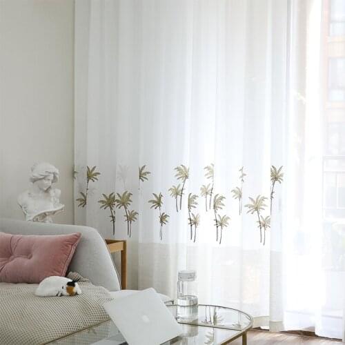 Chicity Home Decor Embroidered Tulle Curtains For Living room Beach style Tulle curtain for bedroom and kitchen customized