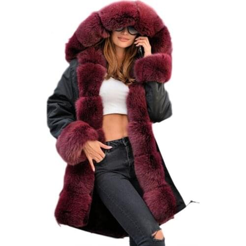 2021 Natural Real Fox Fur Jacket Coat Real Fox Fur Collar Cuff Hooded Coat Short Parka Long Camouflage Winter Jacket