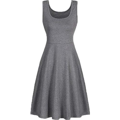 Summer Women Fashion Sleeveless Square Neck Solid Skinny Bralette Low Cut Slim Pullover Tank Dress