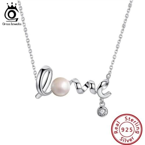 ORSA JEWELS Luxury Cultured Freshwater Pearl Necklace for Women Anniversary Engagement 925 Sterling Silver Jewelry Gifts GPN03