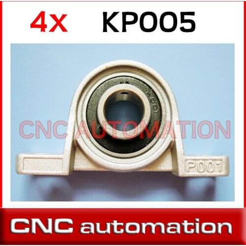 4pcs 25mm KP005 kirksite insert Bore Ball bearing with housing Zinc Alloy Diameter Pillow Block Mounted