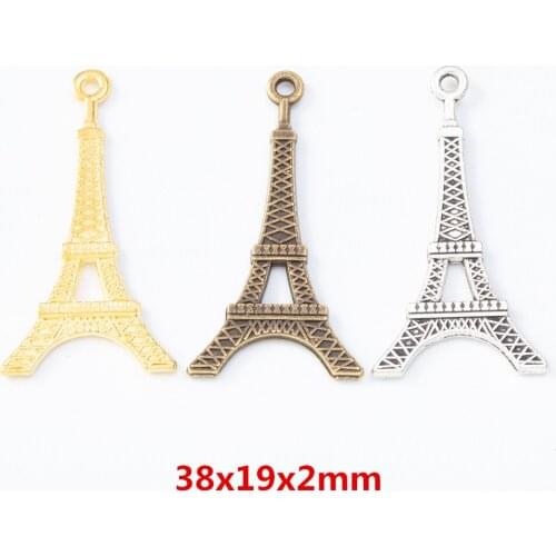 40 pieces of retro metal zinc alloy tower Pendant for DIY handmade jewelry necklace making 8038