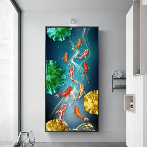 Diamond painting Gold Koi Fishes 3d cross stitch mosaic embroidery Full round square diamond Mosaic A708