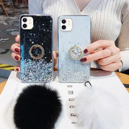 For Xiaomi Mi 11 Lite Case Luxury Bling Glitter Diamond Stand Phone Cover Xiaomi Mi11 11Lite Mi 1 1 Ultra With Hairball Bumper