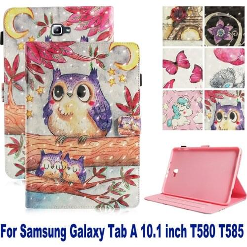 Stand Wallet Card Slot Case For Samsung Galaxy Tab A 10.1 2016 T580 SM-T585 T580N Cover Funda Tablet Fashion Pattern Shell