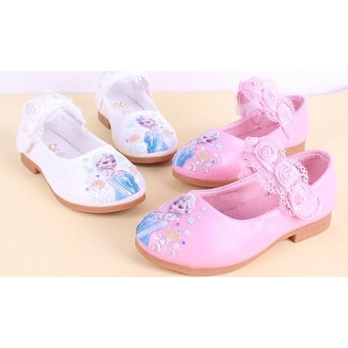 Disney Childrens Shoes Frozen Princess Shoes Girls Shoes Prom Shoes Girls Single Shoes Fashion Non-slip Size 26-35