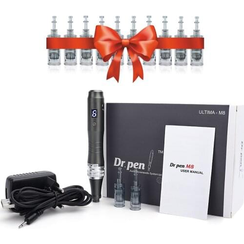 Dr Pen Ultima M8 with 10pcs Cartridges Wireless Derma Pen Skin Care Kit Microneedle Home Use Beauty Machine Face Care Tools