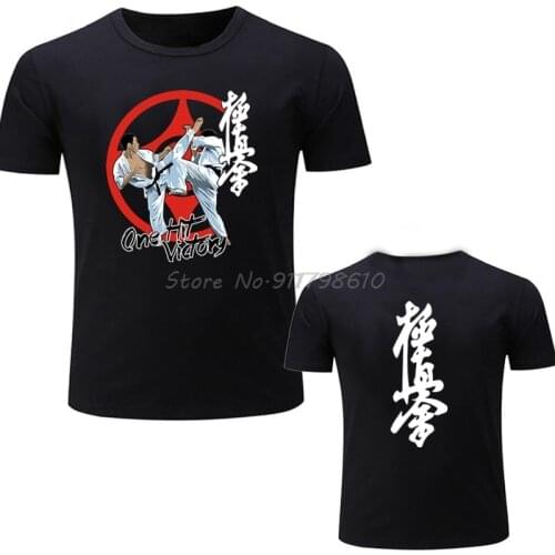 Kyokushinkai Kyokushin t-shirt Kai Kan Karate Tshirt One Hit Kill Mma Mix Martial Art Cotton T Shirt Men Teeshirt Euro Size