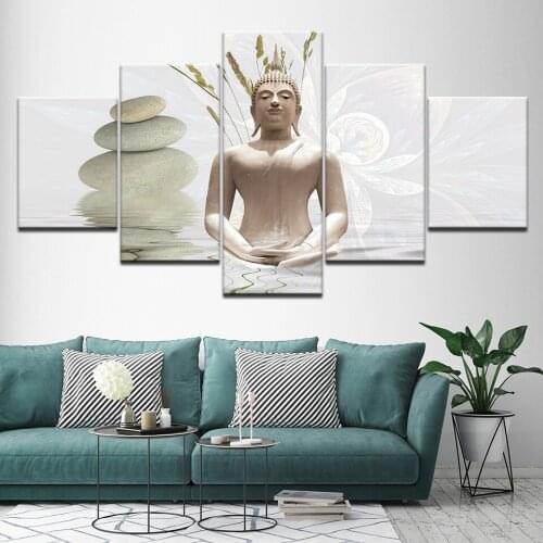 Canvas Painting Glass Buddha Stone water 5 Pieces Wall Art Painting Modular Wallpapers Poster Print for living room Home Decor