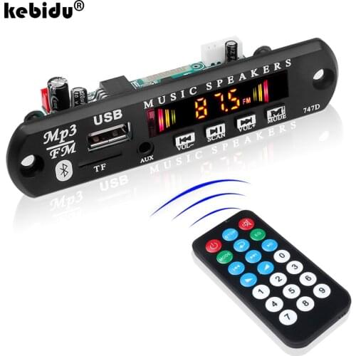 Kebidu 2*3W Amplifier Car MP3 WMA Decoder Board 3.7V 5V 12V Bluetooth 5.0 Audio Module USB AUX TF FM Radio Module