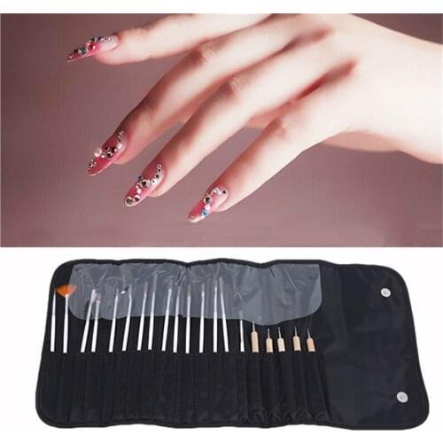 20Pcs/Set Nail Art Brush Liner Dotting Fan Design Painting Drawing Carving Pen UV Gel Manicure Tool Set