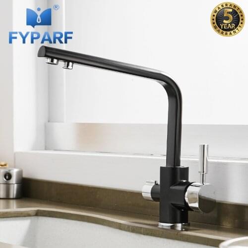 FYPARF Kitchen Faucet with Filtered Water Sink Mixer Tap Brass Drinking Water Tap Black Kitchen Sink Faucet for Kitchen Mixer