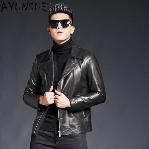 AYUNSUE Real Goatskin Leather Jackets Men Clothing Genuine Leather Coat Mens Korean Casual Streetwear Chaquetas Hombre SQQ314