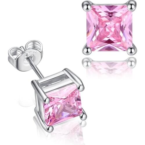5MM Square Cubic Zirconia Stud Earrings For Women Men Hip Hop Jewelry Vintage Fashion Engagement Promise Earrings