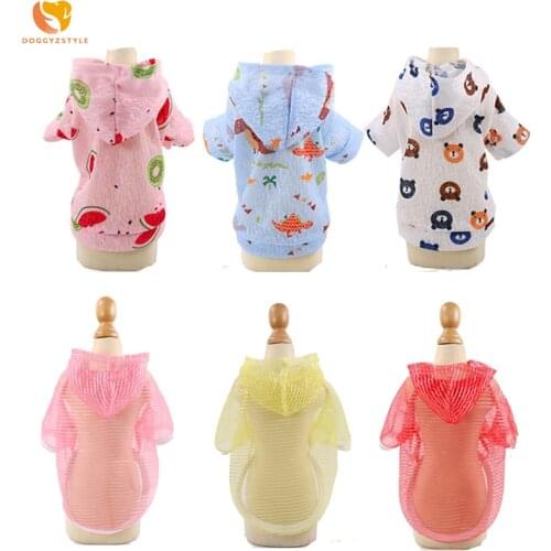 DOGGYZSTYLE Summer Shirt Sun Protection Clothing Pet Dog Clothes Pet Hoodie Jacket Puppy Stripe T Shirt Vest For Teddy Yorkshire