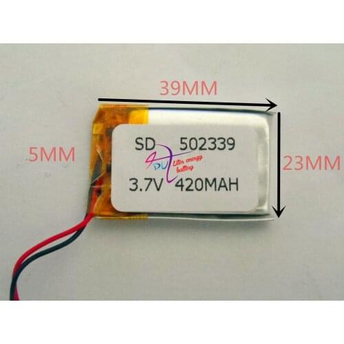 Tablet battery Size 502339 3.7V 420mah Lithium polymer Battery with Protection Board For Bluetooth GSP Digital Products