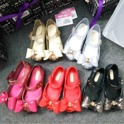 Mini DD Ultragirl Sparkle New Summer Bow Girl Jelly Shoes Girls Non-slip Sandals Melissa Kids Beach Sandal Toddle SH19100