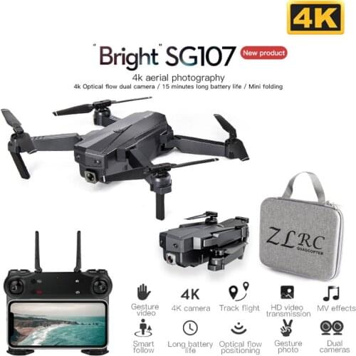 SG107 Mini Drone with 4K WIFI FPV HD Dual Camera Quadcopter Optical Flow Rc Dron Gesture Control Kids Toy VS E68 SG106