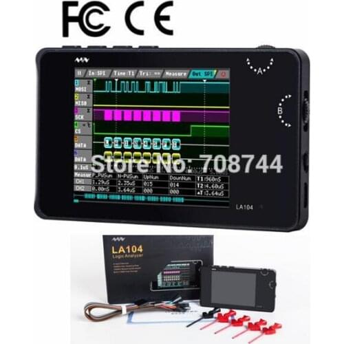 Mini DSO LA104 Digital Logic Analyzer 2.8" Screen 4 Channels Oscilloscope SPI IIC UART Programmable 100MHz Max Sampling Rate