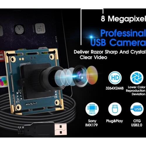 High Resolution Sony IMX179 Sensor 8MP 0.5lux Mini USB Camera Module for Android/Linux/Windows Industrial Webcam