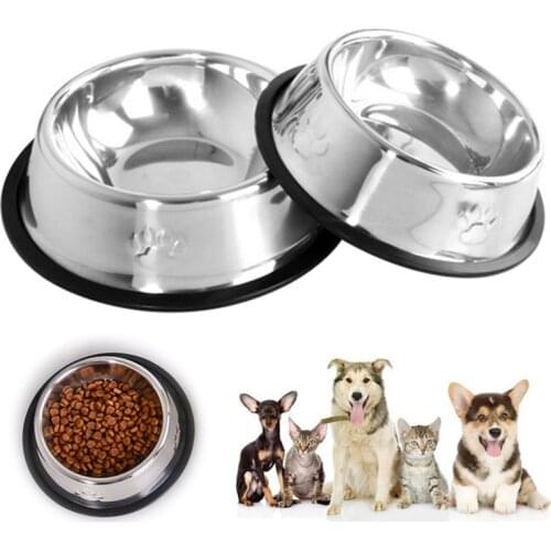 Pet Dog Cat Puppy Stainless Steel Travel Feeder Feeding Food Bowl Water Dish Hot-P101
