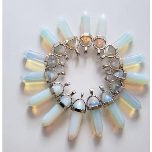 2019 24pcs fashion opal natural stones High quality pillar Pendants & necklaces for making Jewelry charms