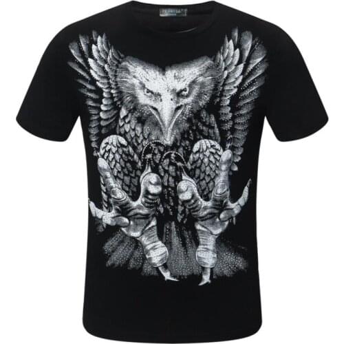 PP SKULL New Solid Color T-shirt Fashion 3D Printed Diamond Animal Tops Men T-shirt Street Hip-Hop Sports Short-Sleeved