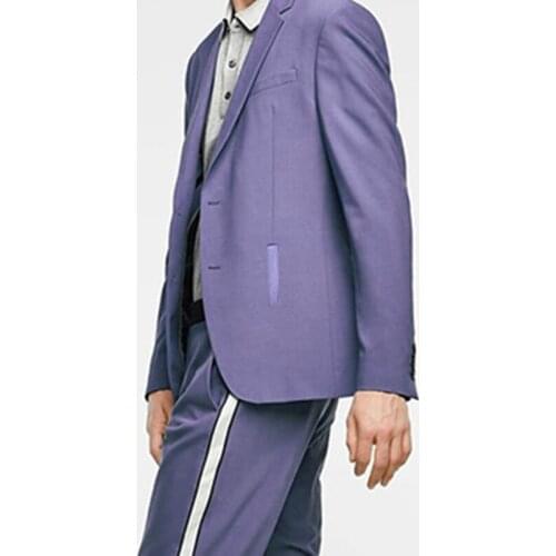 2021 New Tailor Made Fashion Sport Wind Solid Color Men Suit Slim Fit Groom Tuxedo For Wedding Party Male Clothing (Jacket+Pant)