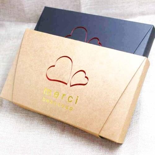 New DIY black/kraft gift box gold foil red heart gift soap package.cardboard wedding favor candy display paper box 30pcs per lot