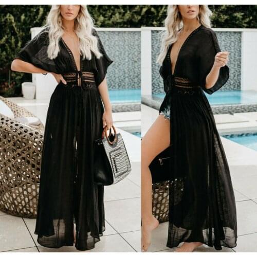 NEW Womens Beach Bikini Cover up Long Dress Summer Boho Maxi Dress Swimwear Fashion Sexy Hollow Sunscreen Lady Bikini Cover-ups