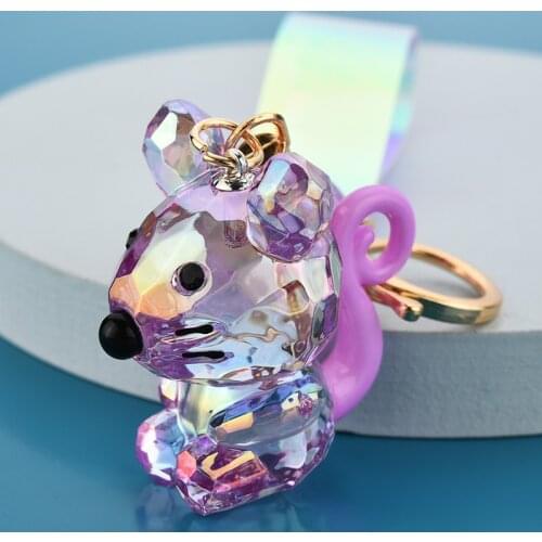 New Cute Acrylic Cartoon Doll Keychains Accessories Creative Faceted Cut Mouse Key Chains Pendant Lovely Car Bag Pendant