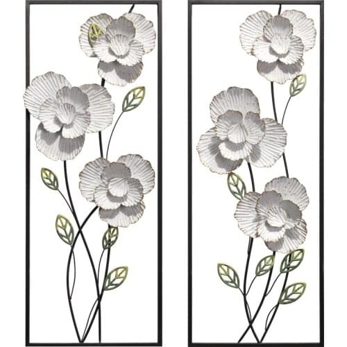 New Chinese style flower iron art wall decoration living room wall three-dimensional wall hanging room decor aesthetic