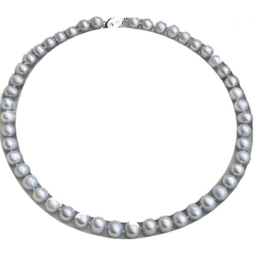 AA Freshwater Pearl gray round Necklace 43cm Wholesale for women xmas gift
