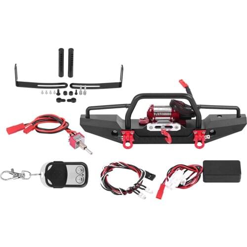 Aluminum Alloy Metal Front Bumper With Winch For Traxxas TRX-4 RC Car Crawler Upgrade Part RC Model Part Acces Remote Controller