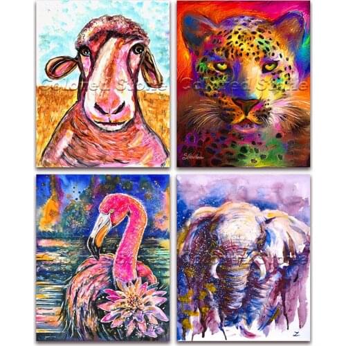 5D Full Square Diamond painting embroidery Cross stitch Animals Sheep leopard flamingo elephant 3D DIY Drill Drawing mosaic 216