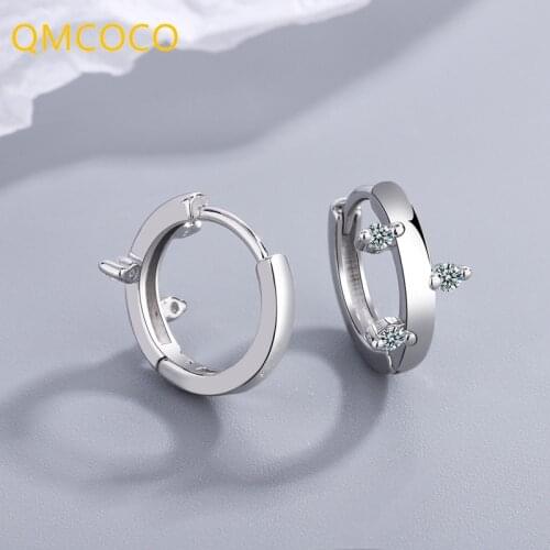 QMCOCO Korean Style Fashion Delicate Temperament Woman Earrings Simple Smooth Face 925 Silver Ear Circle Trendy Party Jewelry