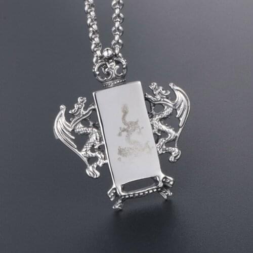 Manual Carveds Dragon Shaped Pendant Double Dragon Hollow Out Pendant Motorcycle Party Personality Pendant Hip Hop Men Jewelry