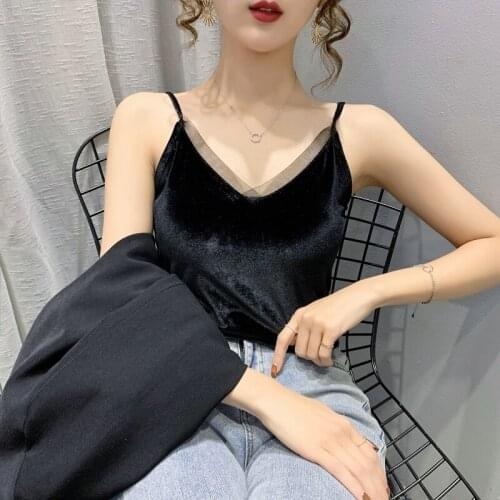 Sexy Lace Female Tank Tops Women Velvet Sleeveless V Neck Womens Camisole Halte Tank Top Slim Summer Woman Clothe 2021