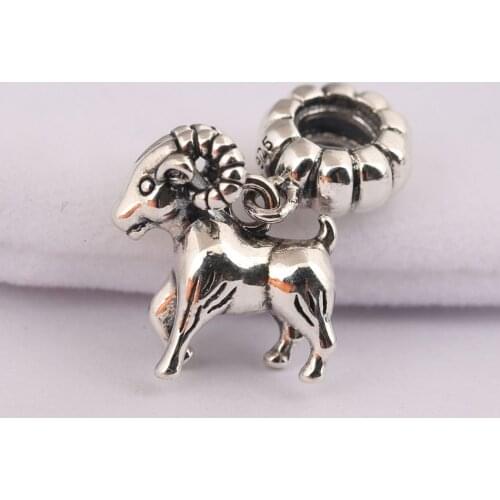 S925 Pendant DIY Jewelry Goat Animal Dangle Charm fit Lady Bracelet Bangle