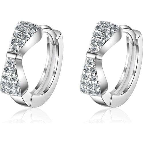 Everoyal Charm Crystal Rose Gold Bowkbot Earrings For Women Jewelry Trendy 925 Sterling Silver Earrings Female Valentines Day