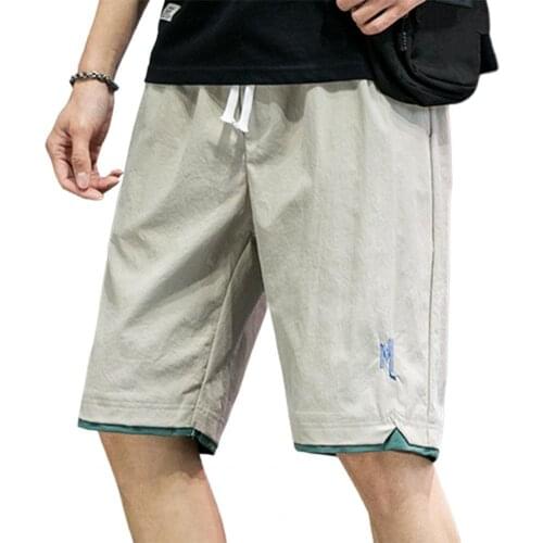Summer Men Loose Fake Two Piece Men Shorts Knee Length Loose Wide Leg Straight Sweat Shorts Streetwear Fashion Male Trousers