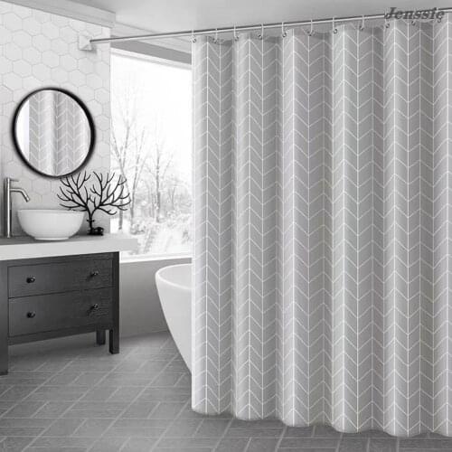Modern Style Grey Plaid Shower Curtain Waterproof And Mildew Proof PVEA Bath Curtain Multiple Styles Shower Curtains With Hooks