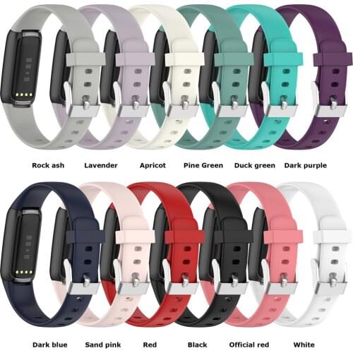 Silicone Watch Strap 15.4mm Men Women Watch Band With Stainless Steel Buckle For Fitbit Luxe Smart Watch
