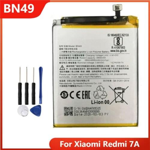 Xiao Mi Original Phone Battery BN49 For Xiaomi Redmi 7A Replacement Rechargable Batteries 4000mAh With Free Tools