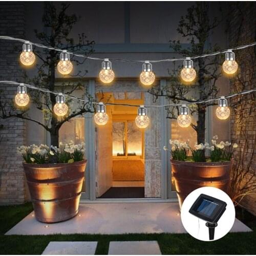 Solar LED String Fairy Lights 6M 20LED Bulb Outdoor Waterproof Garland Courtyard Garden Decoration Christmas Holiday Lighting