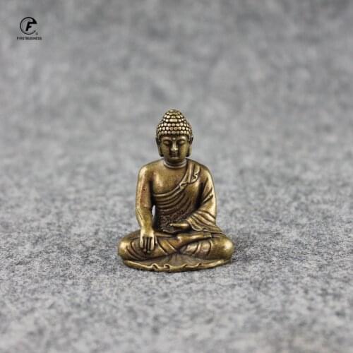 Solid Copper Amitabha Buddha Statue Home Decorations Brass Sculptures Vintage Living Room Office Desk Decor Miniature Figurine
